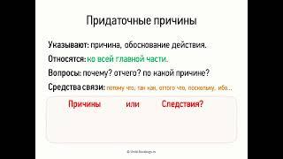 Придаточные причины (9 класс, видеоурок-презентация)