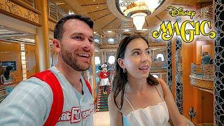 Boarding Disney's FIRST Cruise Ship | The Disney Magic | Sail Away Room Tour & Rapunzel’s Dinner