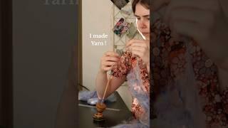 Making yarn with a supported spindle ️ #handspunyarn #knitting