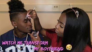 Watch Me Do My Boyfriend's Makeup *FUNNY AF* | Young Africana