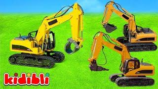 Toys : Excavator, Dump Truck & Cement Mixer Discover Treasure under the Sand  Kids Video | Kidibli