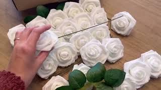 Floroom Artificial Flowers 50pcs Realistic White Foam Fake Roses Review