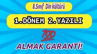 8.Sınıf Din kültürü 1.Dönem 2.Yazılı Cevapları (Meb Örnek Sorular)