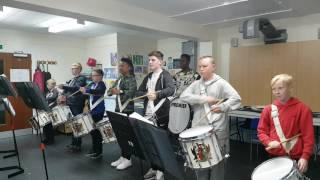 Coventry Corps of Drums 2016: Drummers rehearsing 'Sticks'- Marching band