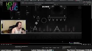 Twitch Getting Over It streamer BadgerGFM reacts to Slaughterhouse | Geometry Dash