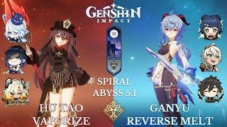 C1 Hu Tao Vaporize and C1 Ganyu Reverse Melt - Genshin Impact Spiral Abyss 5.1 - Floor 12 9 Stars