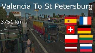 ETS2 Promods-RusMap Timelapse: Valencia(ES) to St Petersburg(RU)