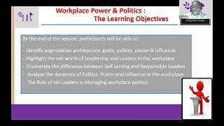 HR Mentorship Session on Politics, Power and Influence at the Workplace with Dr Ola Azeez