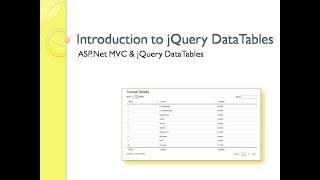 1 - Introduction to jQuery Datatables