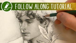 Drawing a Male Portrait Study | Follow Along Livestream