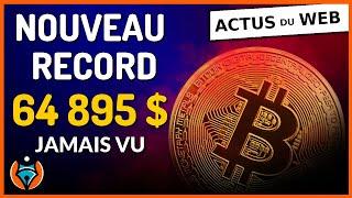 Pour la première fois de son histoire, un prix record pour la crypto monnaie Bitcoin à 64 895 $