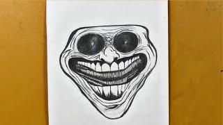 how to draw troll face step-by-step using just a pencil