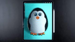 Procreate: Draw a Cute Hairy Penguin - Digital Art