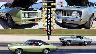 1969 Chevrolet Camaro ZL1 vs 1969 Pontaic GTO RAIV | STOCK DRAG RACE