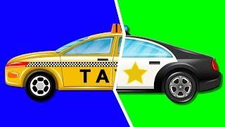 Police Car And Taxi Garage Car Cartoon video For Kids