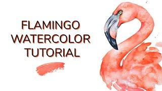 Watercolor Flamingo Tutorial - Loose Watercolors mixed with realism