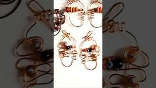 Beautiful Copper wire and Beads faces Earrings.