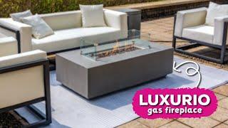 Outdoor fire pit table - Concrete table with fireplace for the garden / terrace - 140x70cm LUXURIO