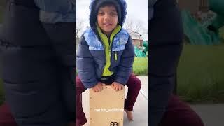 4 Years old kid playing we will rock you on cajon #cajon #music #cajonlesson #cajoncover #drums