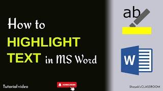 How to Highlight Text in MS Word || MS Word for Beginners