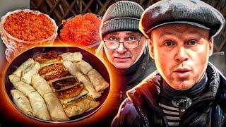 БЛИНЧИКИ НОВОГОДНИЕ САМЫЕ ВКУСНЫЕ. Блины с мясом рецепт. Мясной соус с красной икрой.