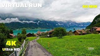 Virtual Run 4k - Interlaken - Scenery Lake Switzerland - Virtual Running Video for Treadmill