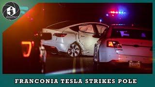 Tesla Strikes Utility Pole Franconia  | News Media Photographer