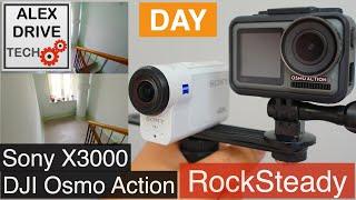 DJI Osmo Action / Sony X3000 RockSteady test. Handheld stairs run.