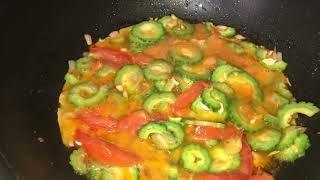 Stirfry bitter gourd/Ampalaya with tomatoes and egg  #abbyskitchenvlog #food #asmr #cooking