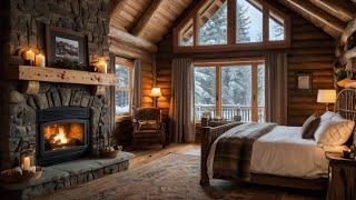 Cozy Cabin with Warm Fireplace and Gentle Rain on Lakeside to Relaxation, Study and Sleeping