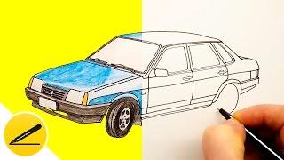 Car Lada VAZ-21099  How to Draw Car Lada