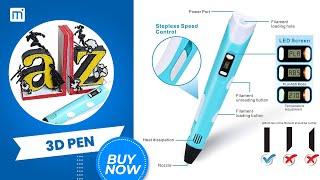 3D Printing Pen With Display - Contains 3D Pen, 3 PLA Starter Colors, Stencil Book