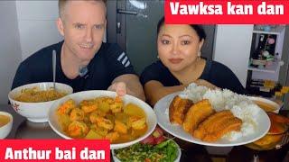 Vawksa ram rap a kan dan, anthur bai dan, kaikuang leh salmon massaman curry #asmr #mukbang #food