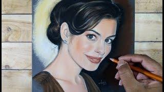 Drawing Anne Hathaway using Pastels