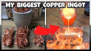 Giant Ingot - My Biggest Ever Copper Ingot! - Home Made Furnace - Bullion - Molten Metal Melting