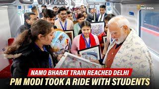 Namo Bharat train reaches Delhi – PM Modi takes a ride with students