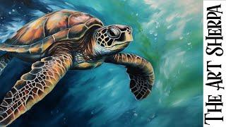 Sea Turtle Acrylic tutorial LIVE STREAM CLASS  Step by step for beginners: Paint Night at Home