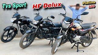 Bajaj Platina 100 vs Hero HF Deluxe Vs TVS Sport  Which is Best Detailed Comparison 100 CC Bike