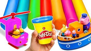 Play Doh Cars & Vehicles for Peppa Pig Family | Learn Colors | Preschool Toddler Learning Video