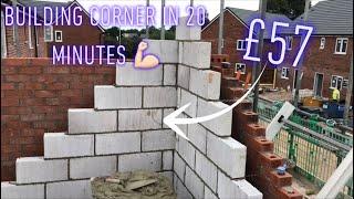 Bricklaying - Building a block corner in 20 minutes x4Speed