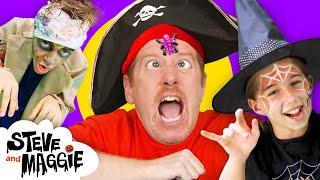 Halloween Spooky Party for Kids with Steve and Maggie | Monster Trick or Treat | Hit the Piñata