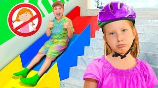 Roma and Friends Stair Slide Adventure Safety and Sharing