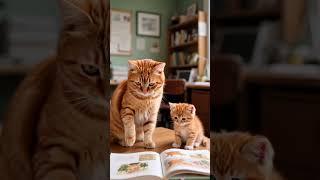 Day 1 - Orange Tabby Cat Mom Reads to Her Little One