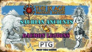 #350 [3.0] Saurian Ancients vs. Daemon Legions | Battle Report | The 9th Age (T9A)