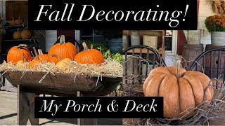 How I mix Pumpkins & Mums on my Country Porch with Primitive Antiques for Fall Decor