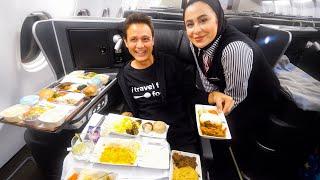 15 Courses BUSINESS CLASS Food on IRAN AIRLINES!! | Mahan Air - Bangkok to Tehran!