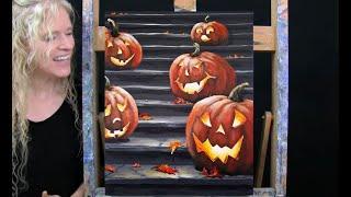 Learn How to Draw and Paint with Acrylics JACK-O-LANTERNS Easy Fun Beginner Paint and Sip at Home