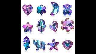 20Pcs Multi Shape Charms Crystal Heart Beads Violet Color Glass Bead Pendant Gems for Jewelry Making