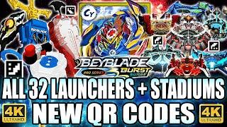 ALL 32 QR CODES LAUNCHERS + BEYSTADIUMS BEYBLADE BURST SURGE APP [4K60FPS]