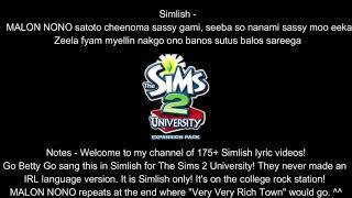 Very Very Rich Town by Go Betty Go Simlish Original With Lyrics! (The Sims 2 College Rock)